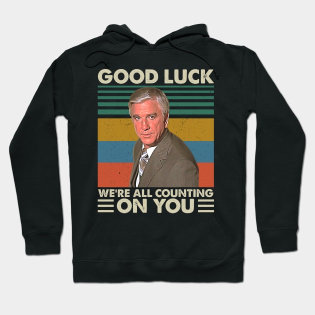 Retro Good Luck We're All Counting On You Hoodie by Colorfull Human Skull